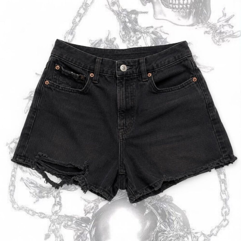 American Eagle black denim shorts